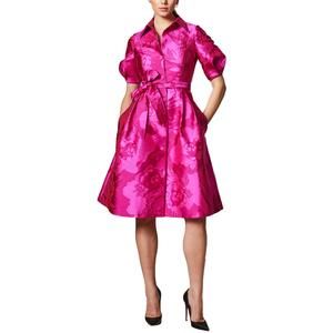 Teri Jon | Dresses | New Teri Jon Puff Sleeve Abstract Dress In Hot Pink |  Poshmark